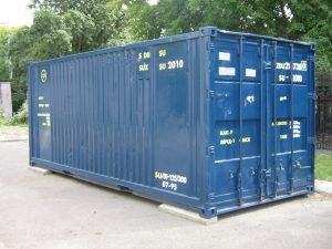 Blue 20 foot shipping container